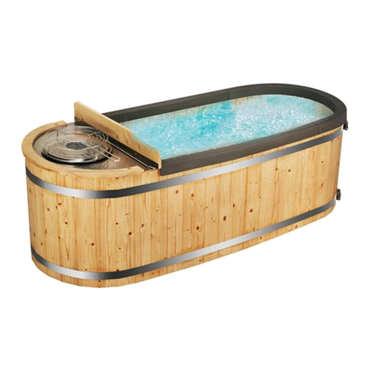 Natural Pine Hot Tub with Charcoal Stove - 2 Person - 132 Gallon