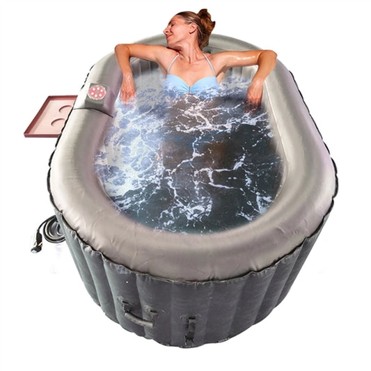 Oval Inflatable Jetted Hot Tub with Drink Tray and Cover - 2 Person - 145 Gallon - Black