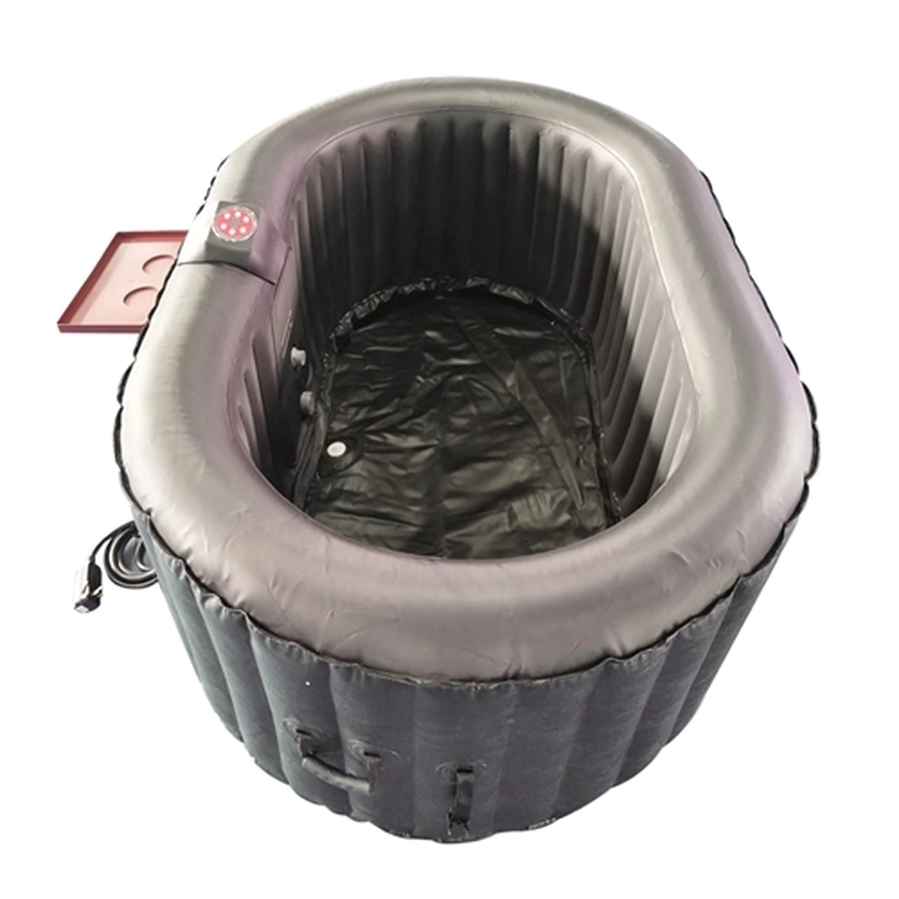 Oval Inflatable Jetted Hot Tub with Drink Tray and Cover - 2 Person - 145 Gallon - Black