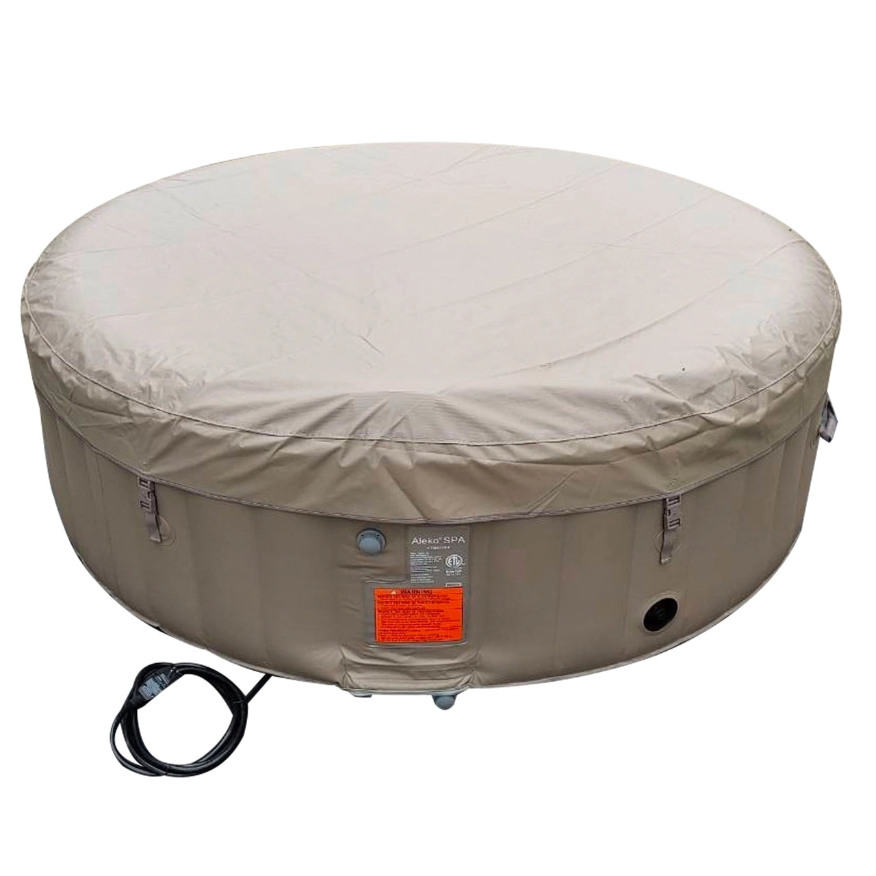 Round Inflatable Jetted Hot Tub with Cover - 6 Person - 265 Gallon - Brown