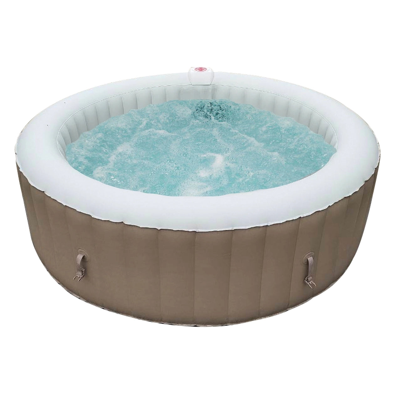 Round Inflatable Jetted Hot Tub with Cover - 6 Person - 265 Gallon - Brown