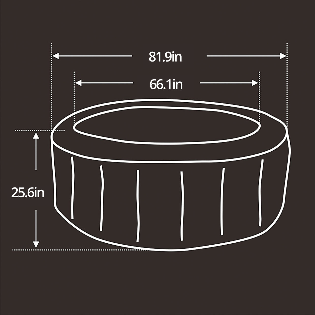 Round Inflatable Jetted Hot Tub with Cover - 6 Person - 265 Gallon - Brown