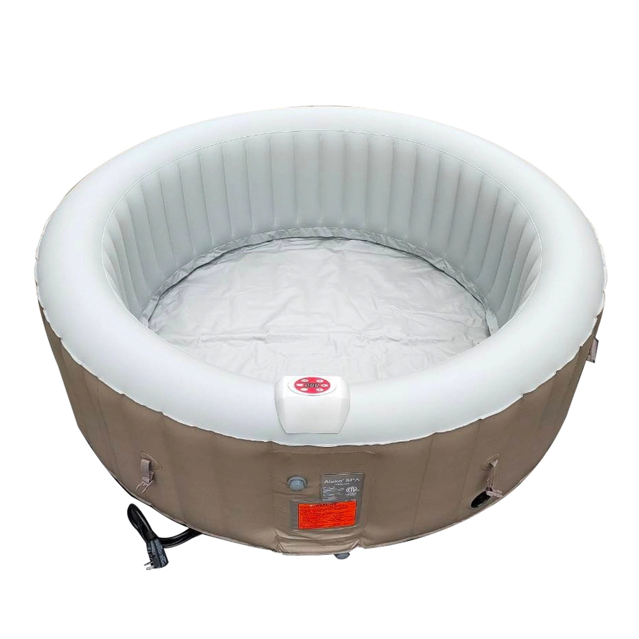 Round Inflatable Jetted Hot Tub with Cover - 6 Person - 265 Gallon - Brown