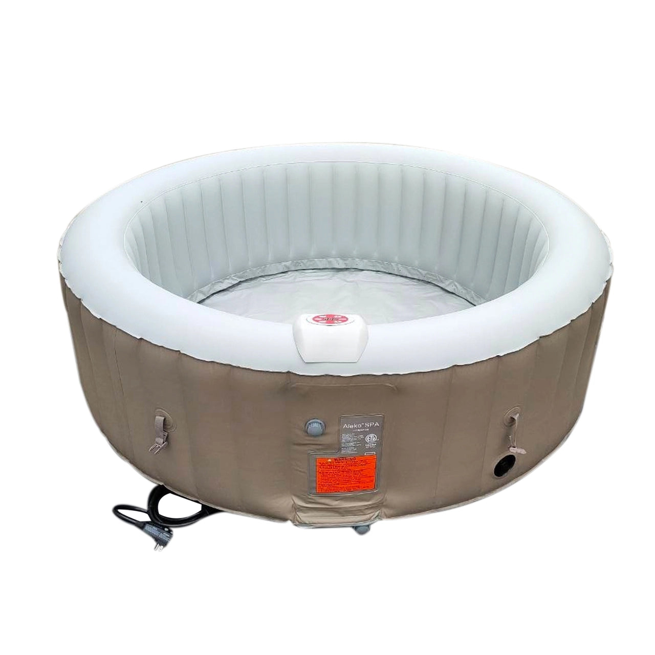 Round Inflatable Jetted Hot Tub with Cover - 6 Person - 265 Gallon - Brown