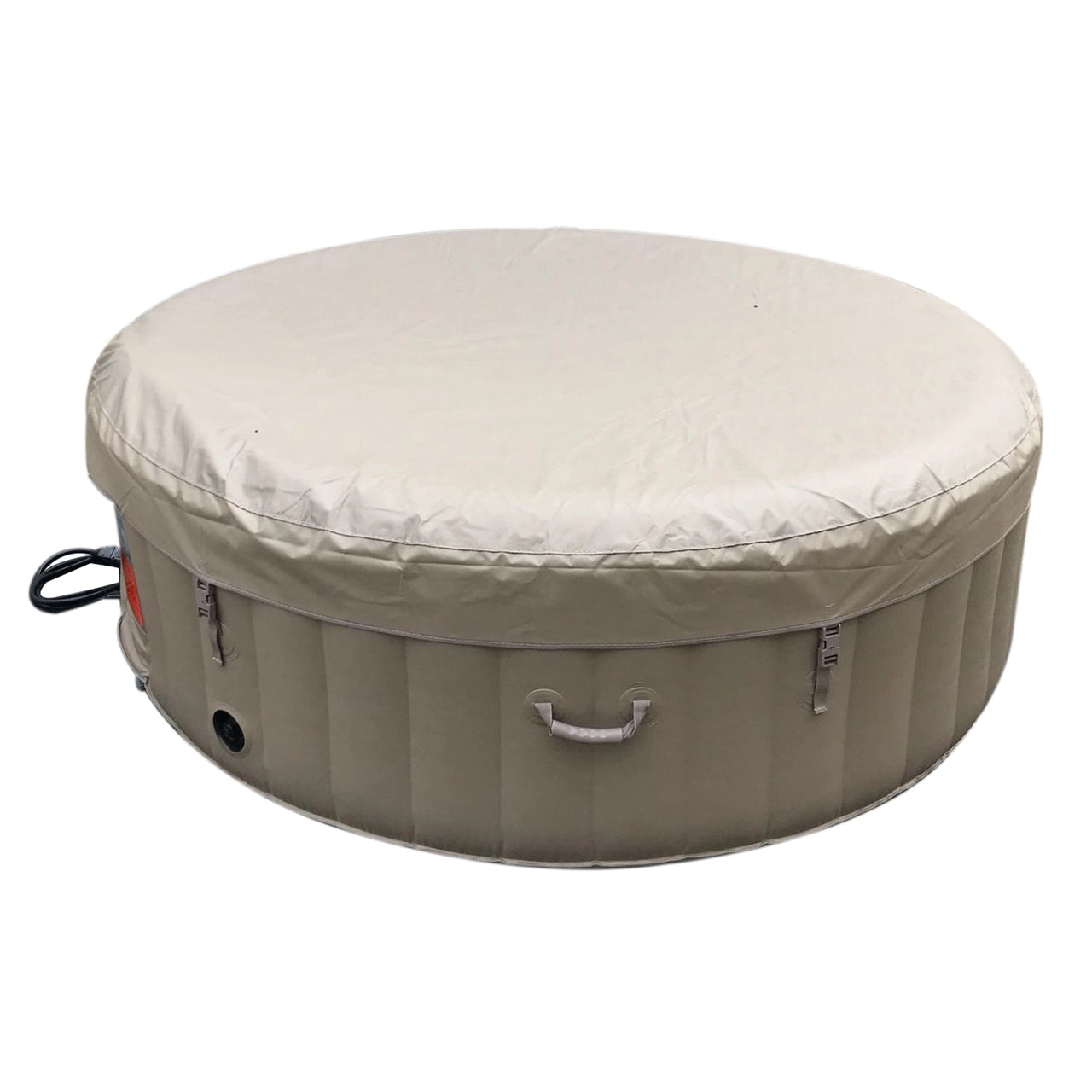 Round Inflatable Jetted Hot Tub with Cover - 6 Person - 265 Gallon - Brown