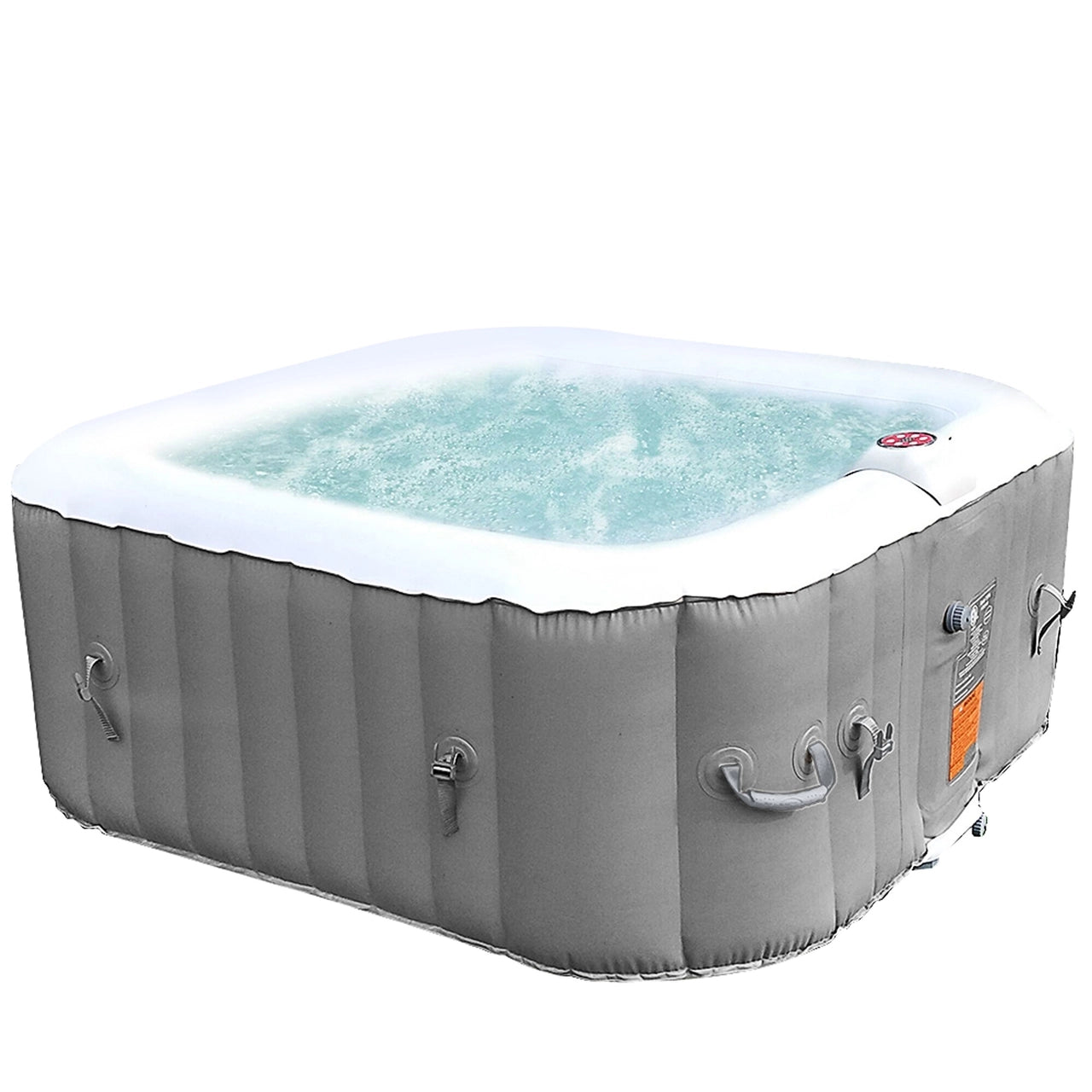 Square Inflatable Jetted Hot Tub with Cover - 4 Person - 160 Gallon - Gray