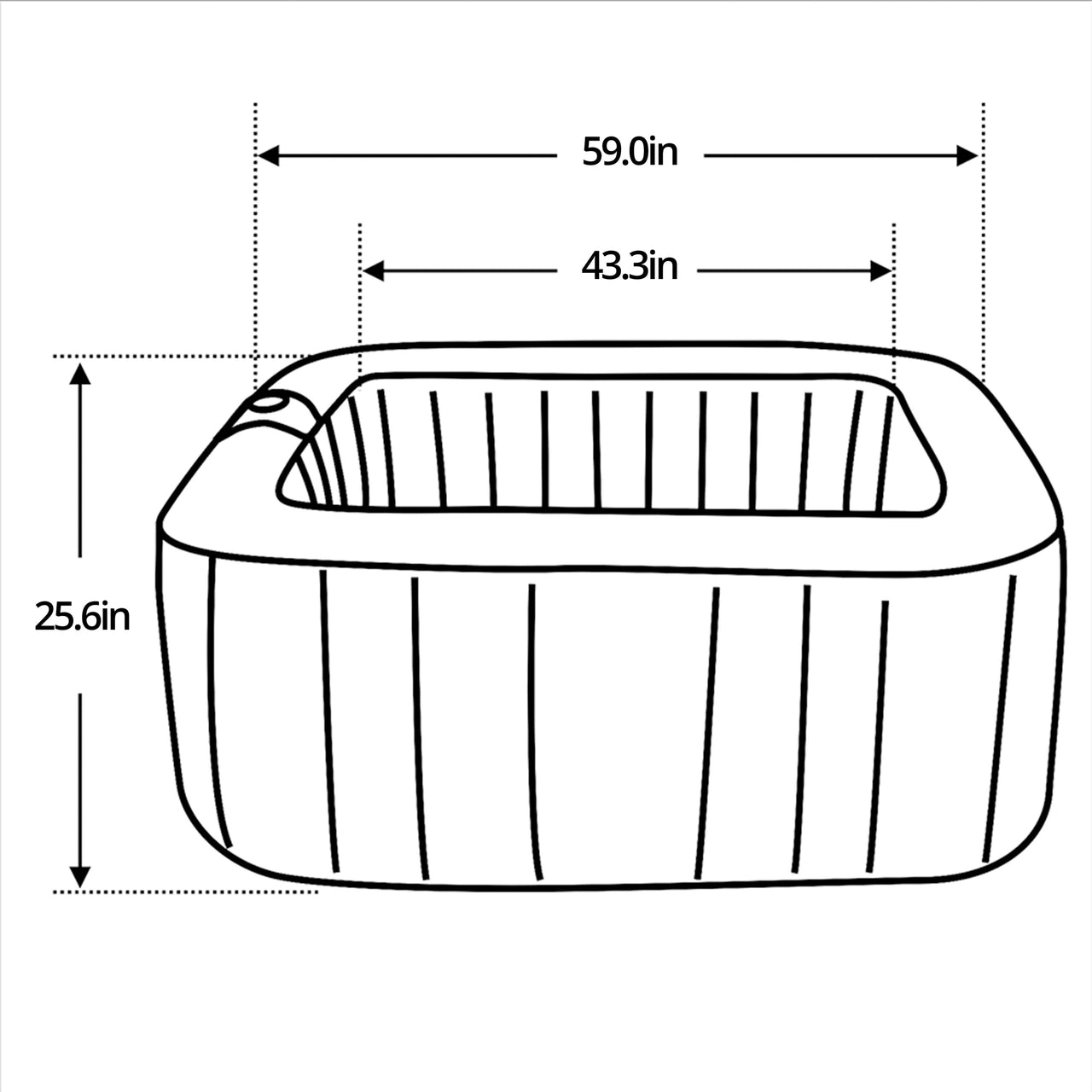 Square Inflatable Jetted Hot Tub with Cover - 4 Person - 160 Gallon - Gray