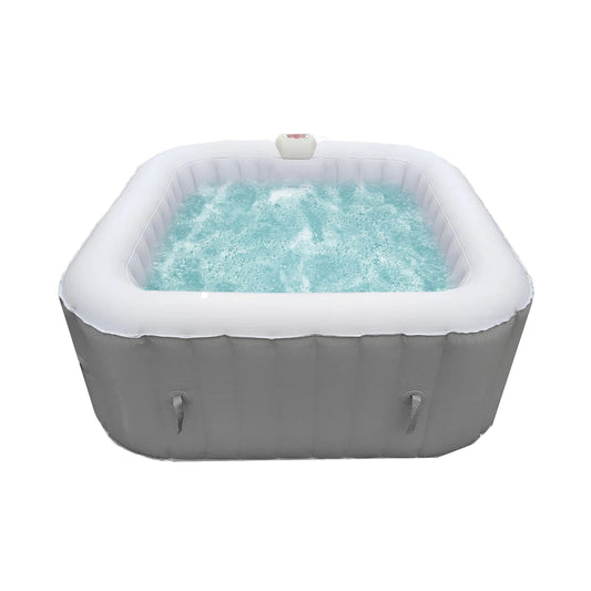 Square Inflatable Jetted Hot Tub with Cover - 4 Person - 160 Gallon - Gray