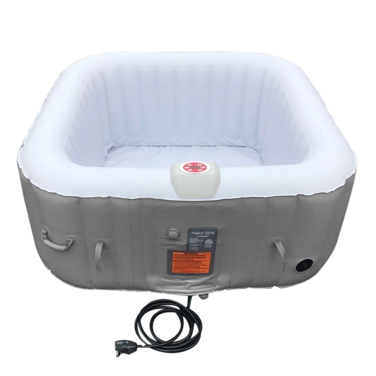 Square Inflatable Jetted Hot Tub with Cover - 4 Person - 160 Gallon - Gray