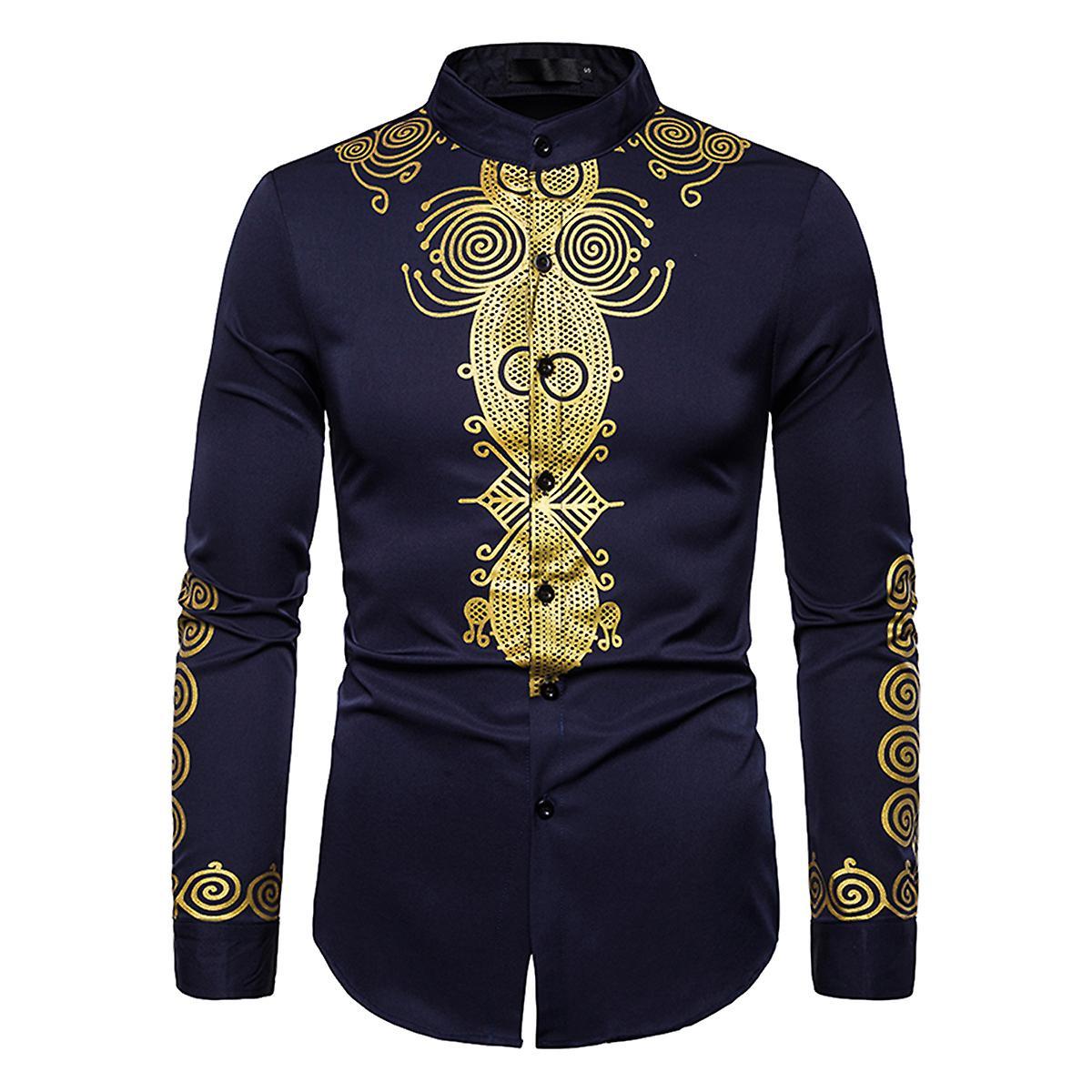 Men's Gilded Patterned Long-sleeve Shirt