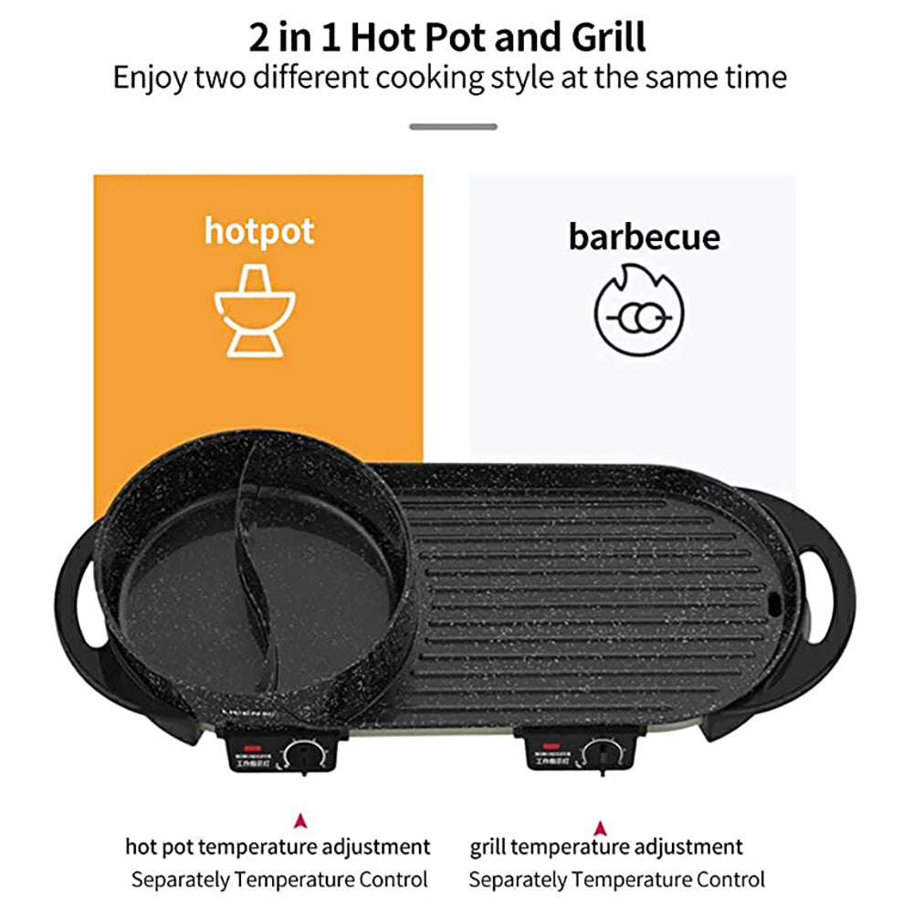 LIVEN Electric Grill with Hot Pot