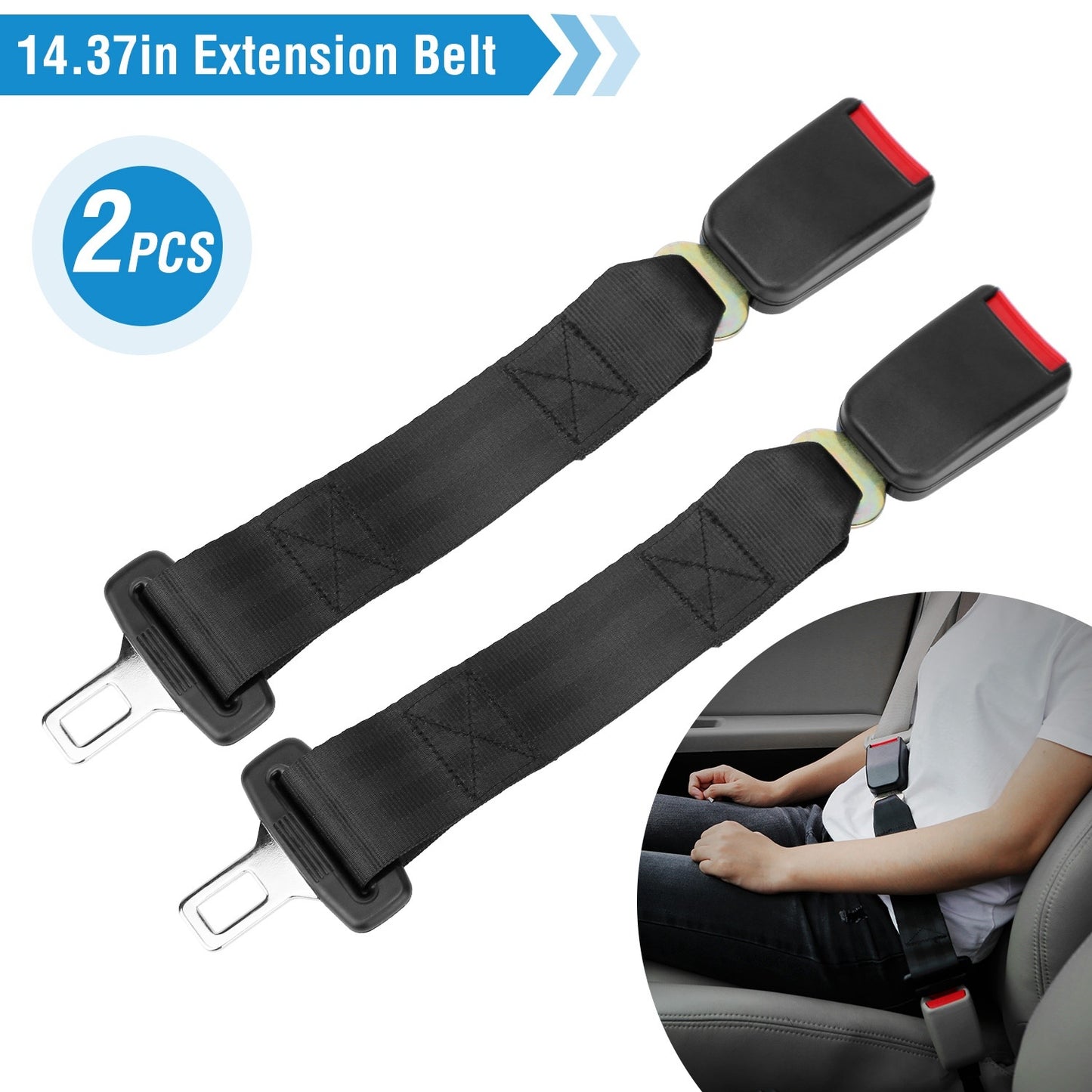 2Pcs Car Seat Belt Extender (14.37in)