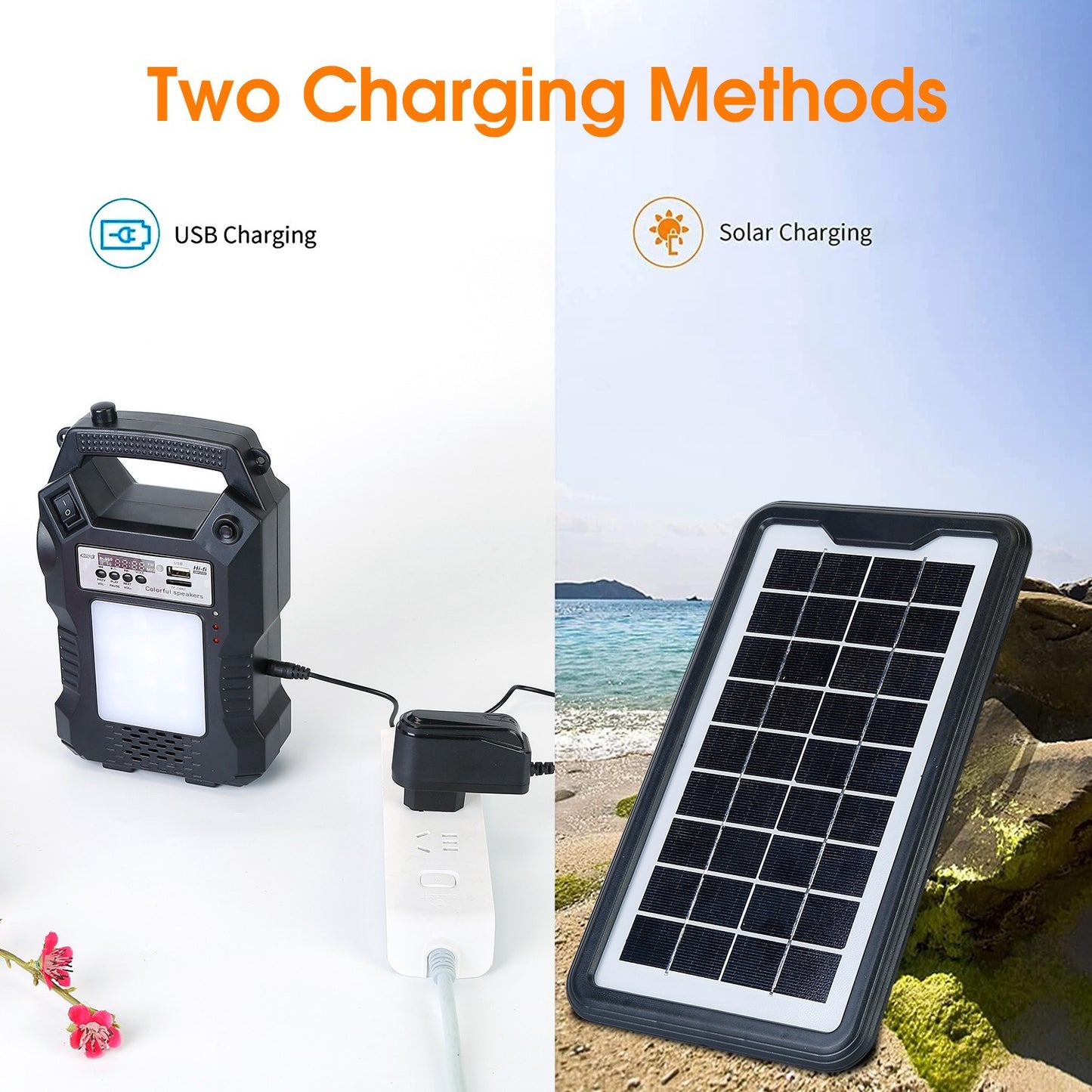 Portable Solar Power Station w/ Backup Power Bank & 3 Lighting Bulbs