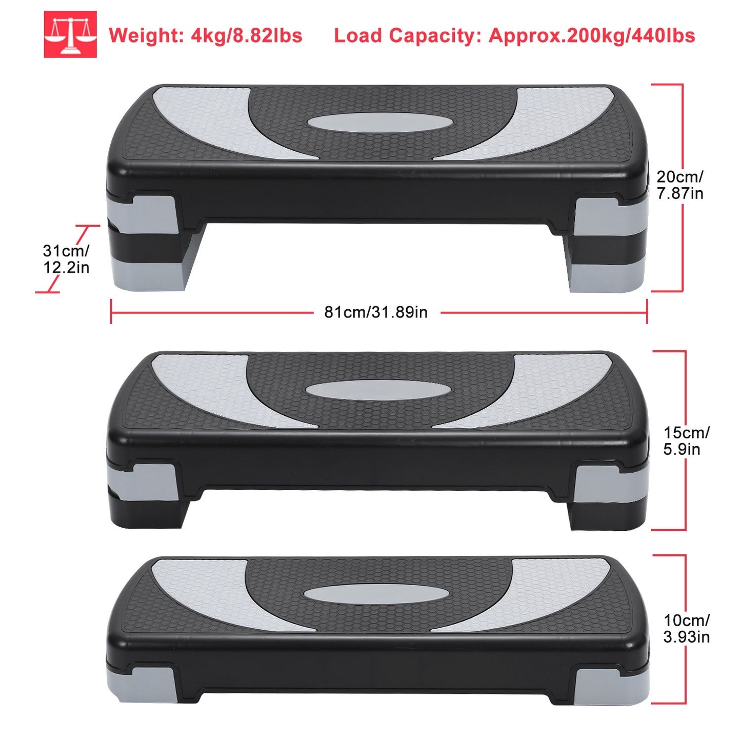 32inch Fitness Aerobic Exercise Step Platform w/ Risers