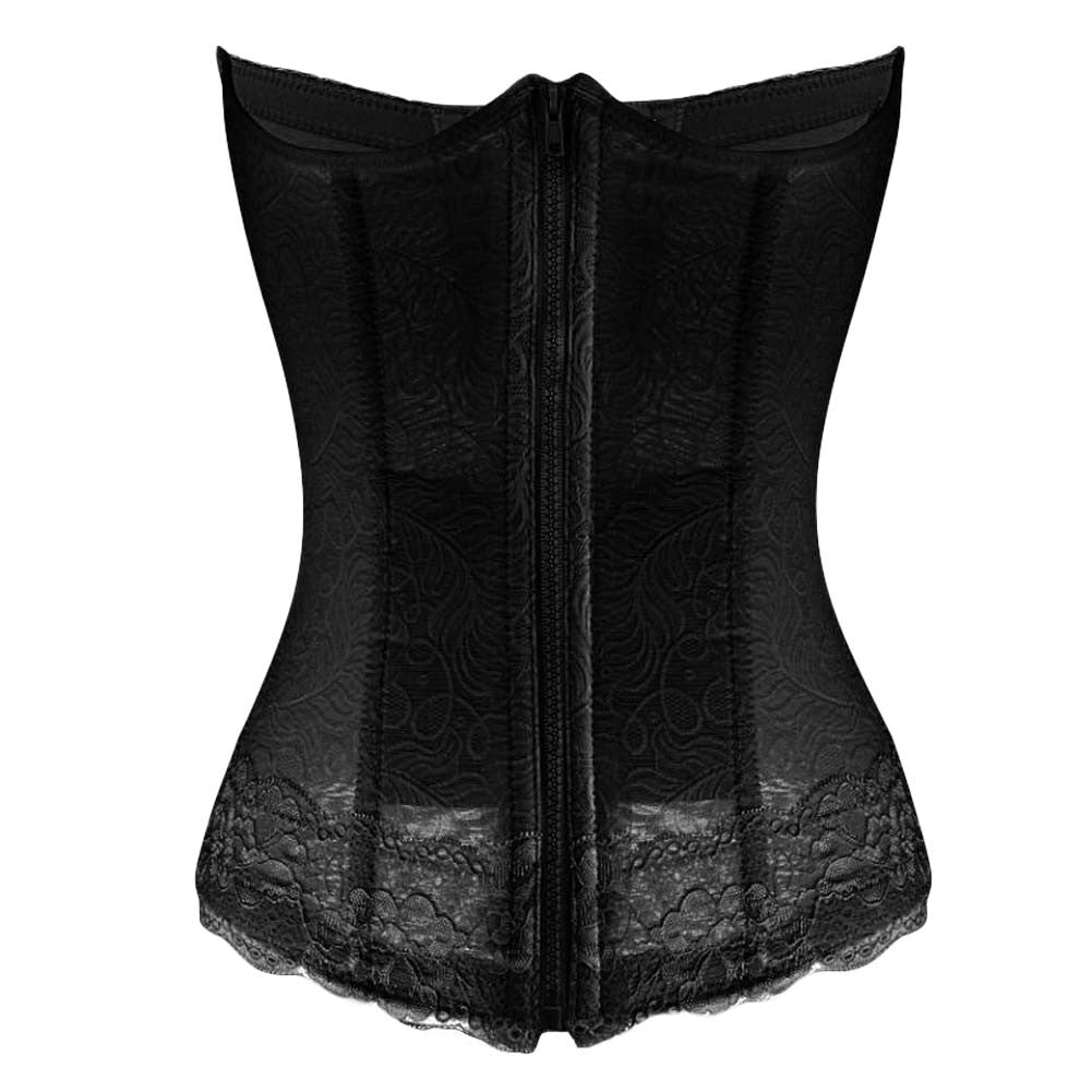 Women's Boned Lingerie Bridal Underbust Corset Top Low Back, Black