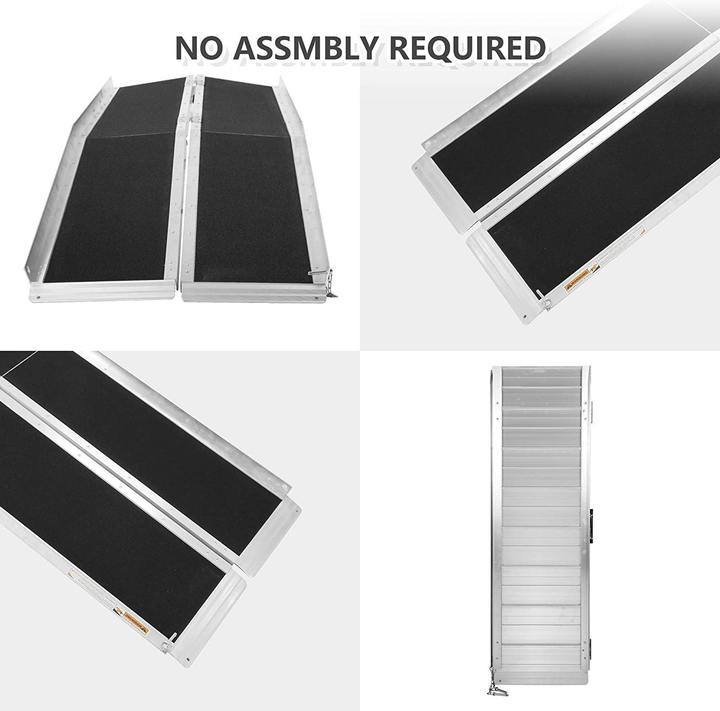 Bosonshop 6' Lightweight Aluminum Folding Portable Walled PVC Carpeted Wheelchair Ramp