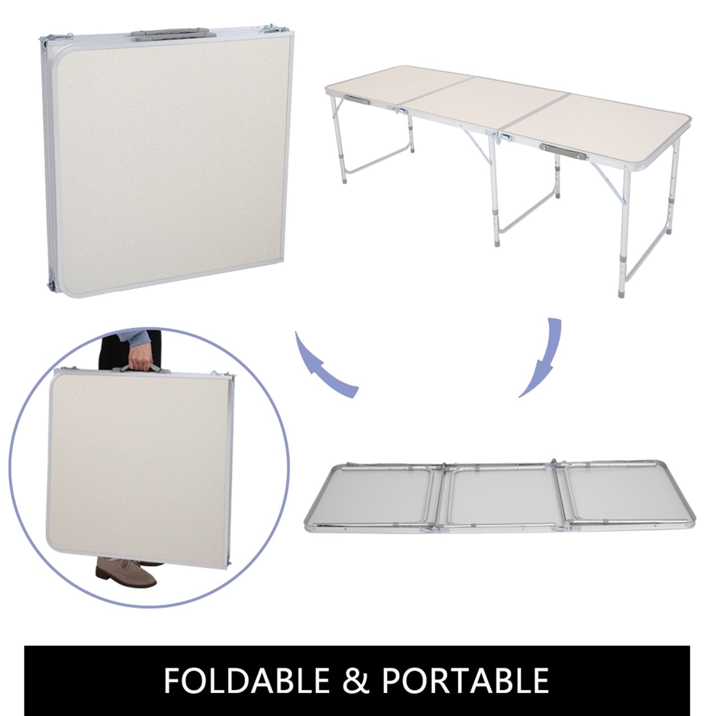 Aluminum Alloy Portable Folding Table (Indoor/Outdoor Picnic, Camping, Dining Party)