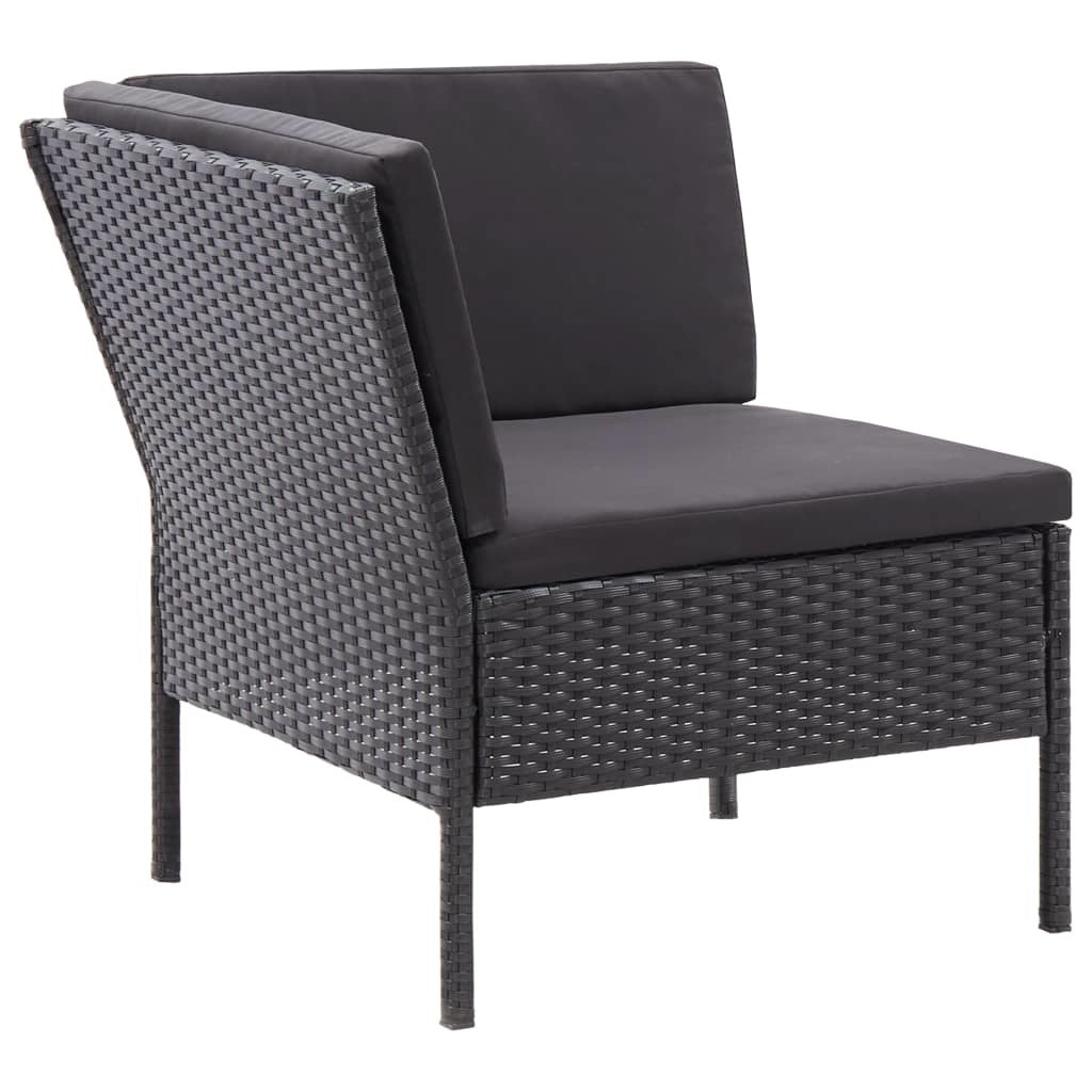 3 Piece Garden Lounge Set with Cushions Poly Rattan Black