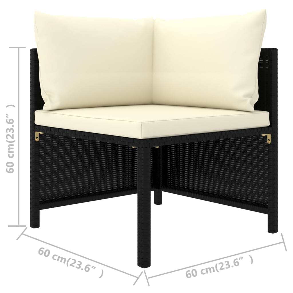 4-Seater Garden Sofa with Cushions Black Poly Rattan