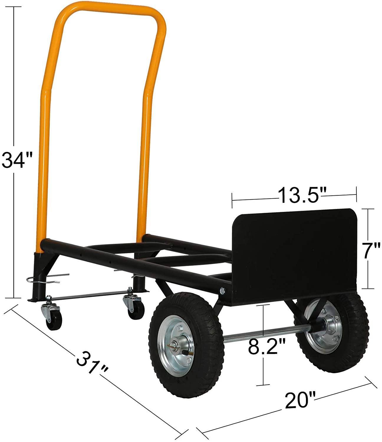 Convertible Hand Truck Dual Purpose 2 Wheel Dolly with 2 Swivel Wheels-330 Lbs