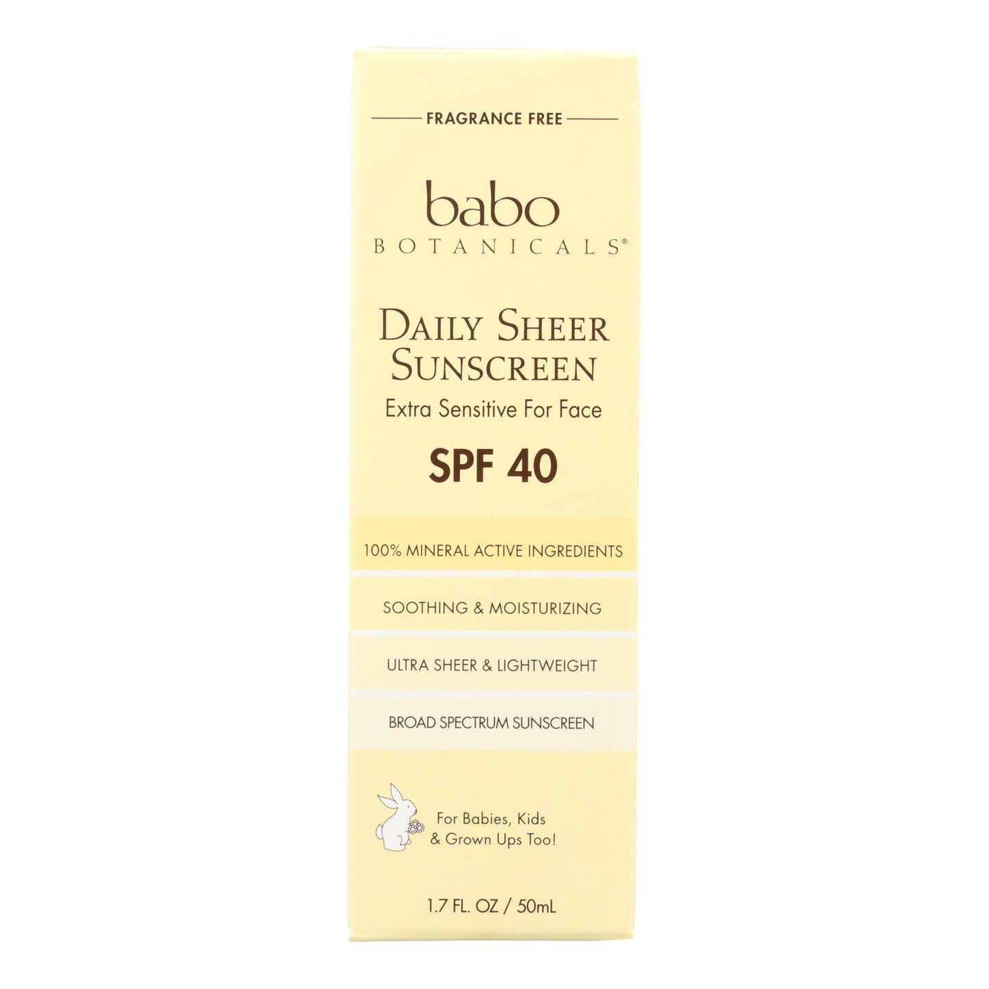 Babo Botanicals - Sunscreen - Daily Sheer - SPF 40 - 1.7 oz