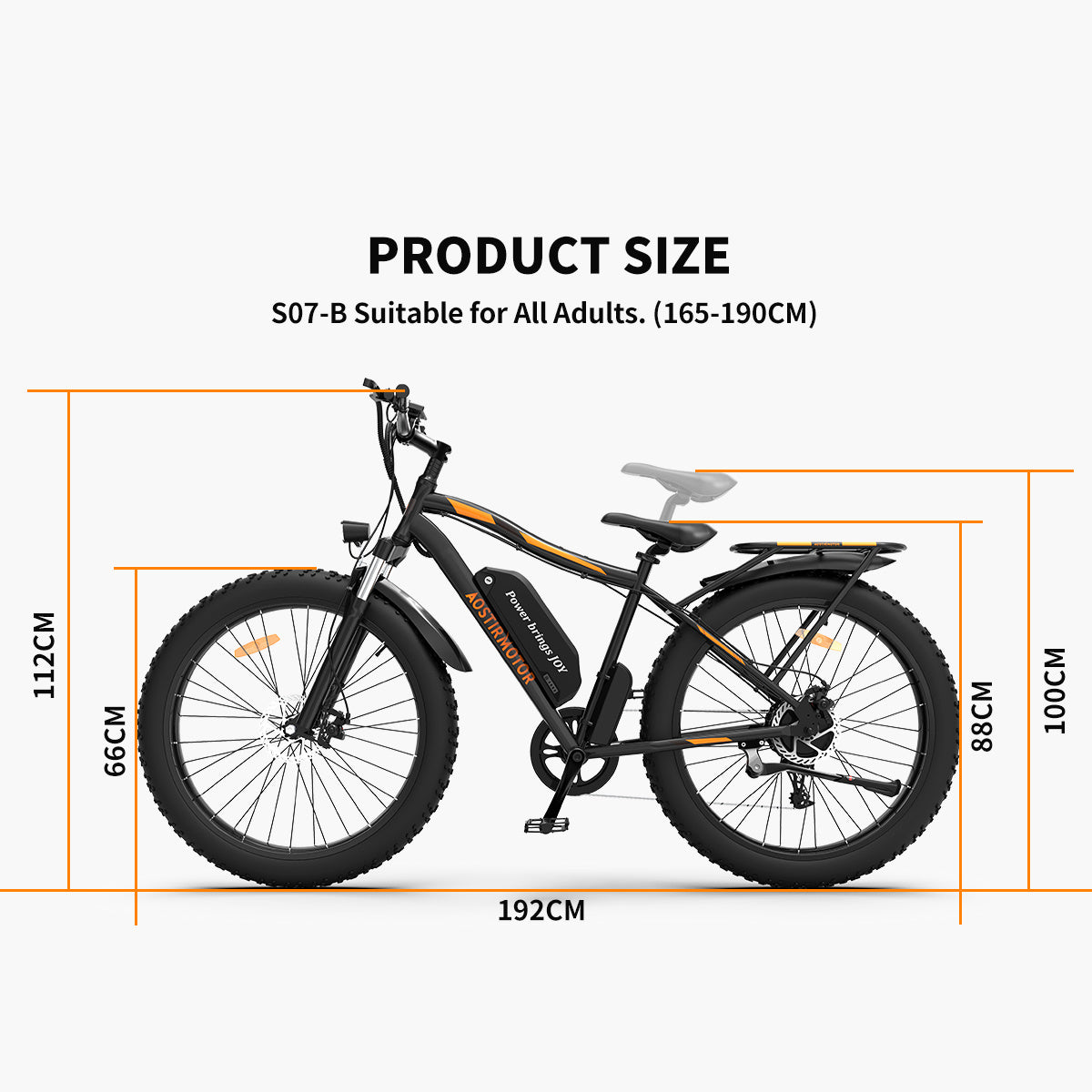 AOSTIRMOTOR 26" 750W Electric Bike Fat Tire P7 48V 13AH Removable Lithium Battery for Adults