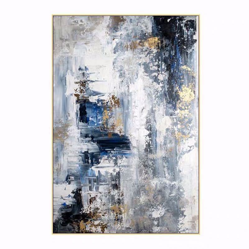 100% Hand Painted Abstract Blue/White Oil Painting