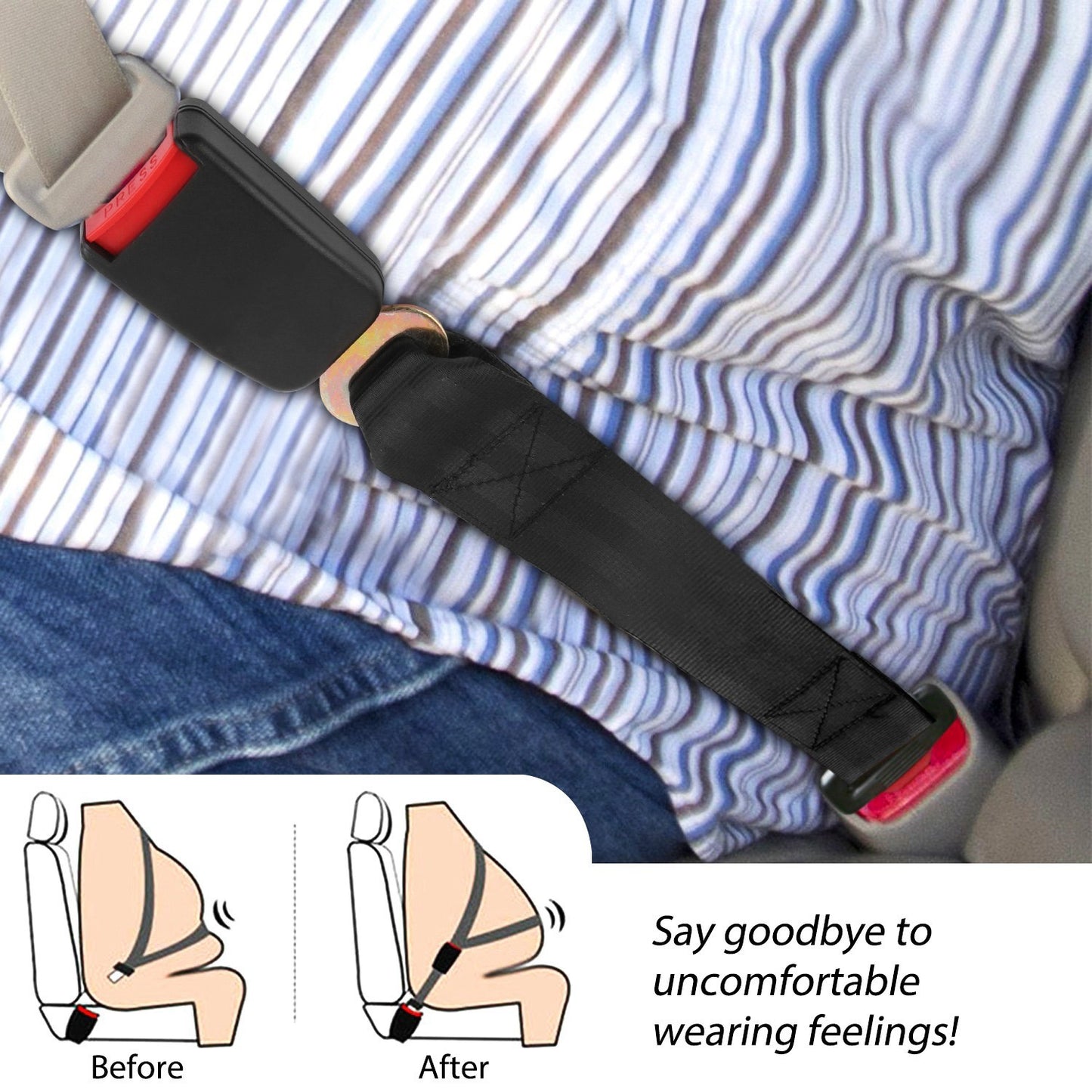 2Pcs Car Seat Belt Extender (14.37in)