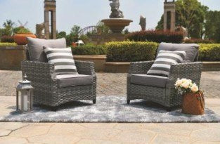 Rattan/Wicker Sofa Set w/ Direct Wicker Fire Pit Table and Chairs