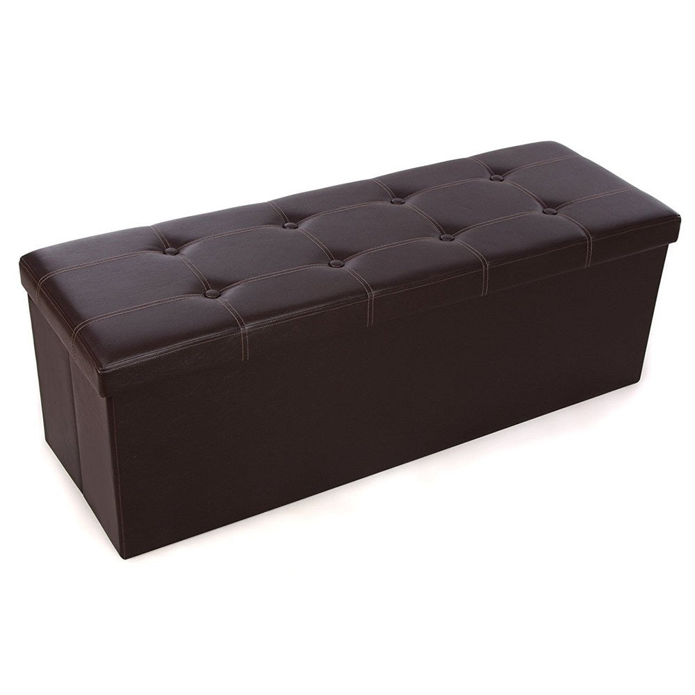 43 In. Faux Leather Folding Storage Ottoman