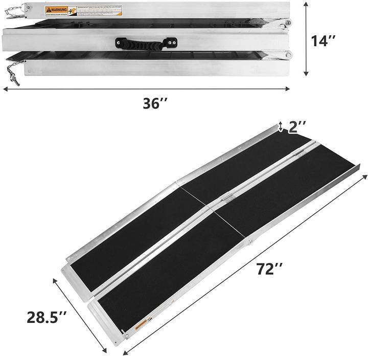 Bosonshop 6' Lightweight Aluminum Folding Portable Walled PVC Carpeted Wheelchair Ramp