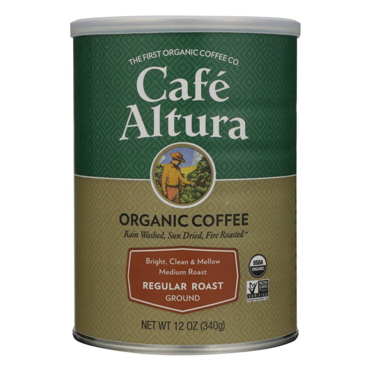 Cafe Altura - Organic Ground Coffee - Regular Roast - Case of 6 - 12 oz.