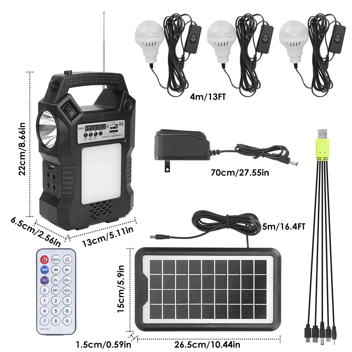 Portable Solar Power Station w/ Backup Power Bank & 3 Lighting Bulbs