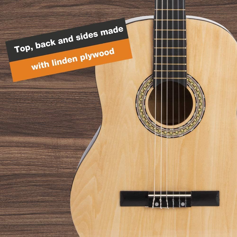 39 in. Classical Guitar for Beginners w/ Gig Bag, Strap, Picks (3 in 1)