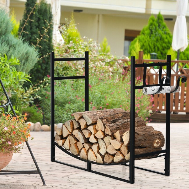 33 Inch Firewood Rack w/Removable Kindling Holder