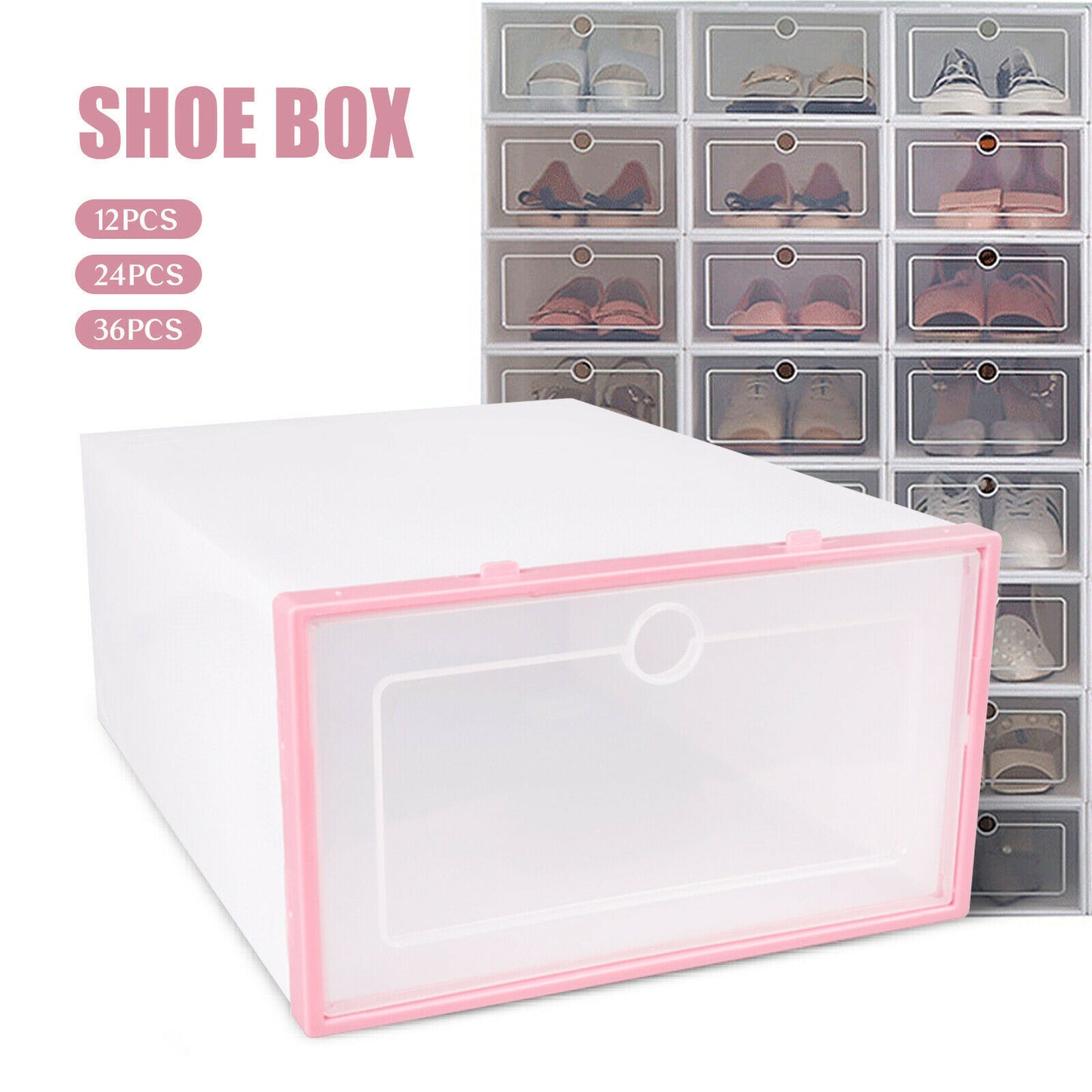 12/24/36pcs Shoe Storage Boxes Foldable Shoe Container