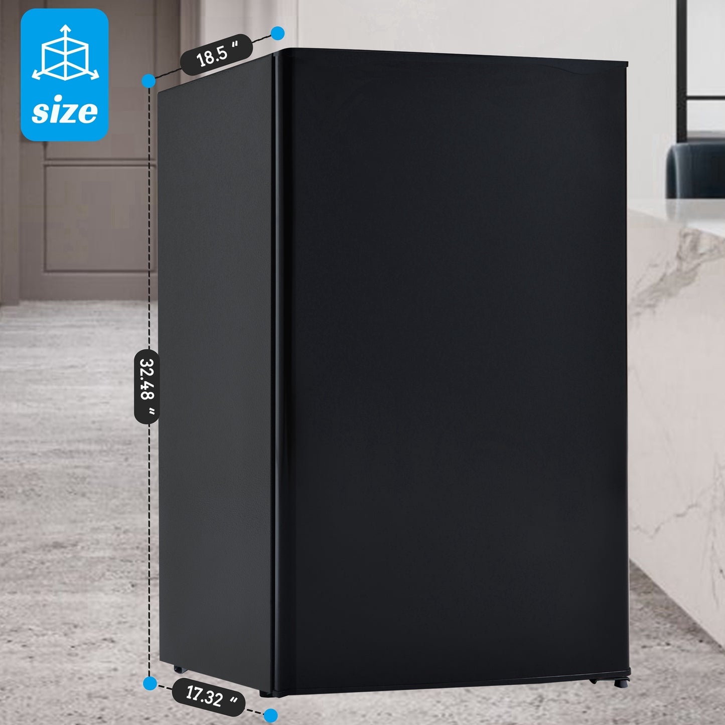 3.2 Cu.ft Compact refrigerator w/ Freezer & Reversible Door