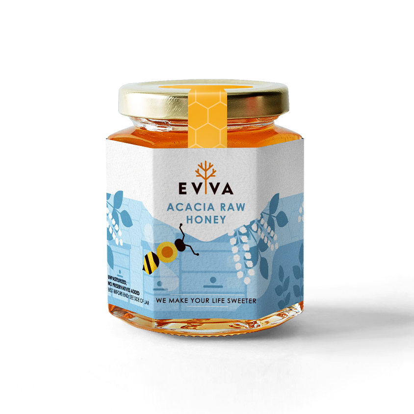 EVVA Honey - Pure , Kosher Honey in a Glass Jar