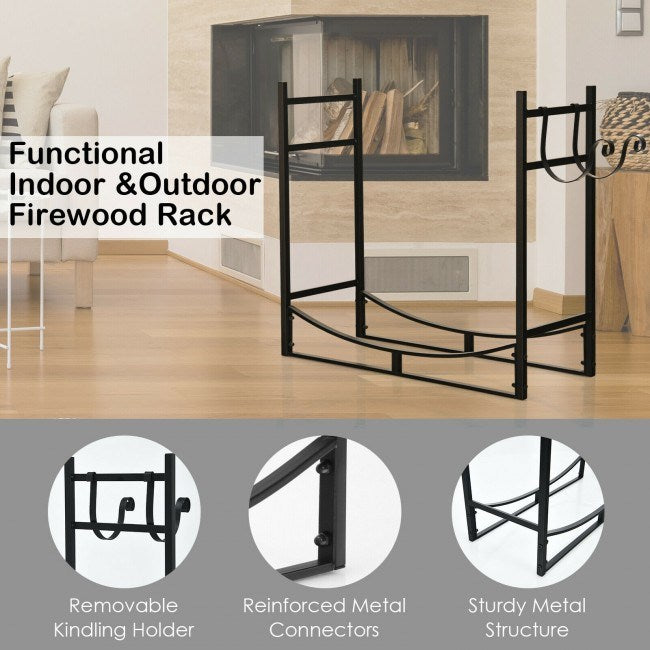 33 Inch Firewood Rack w/Removable Kindling Holder