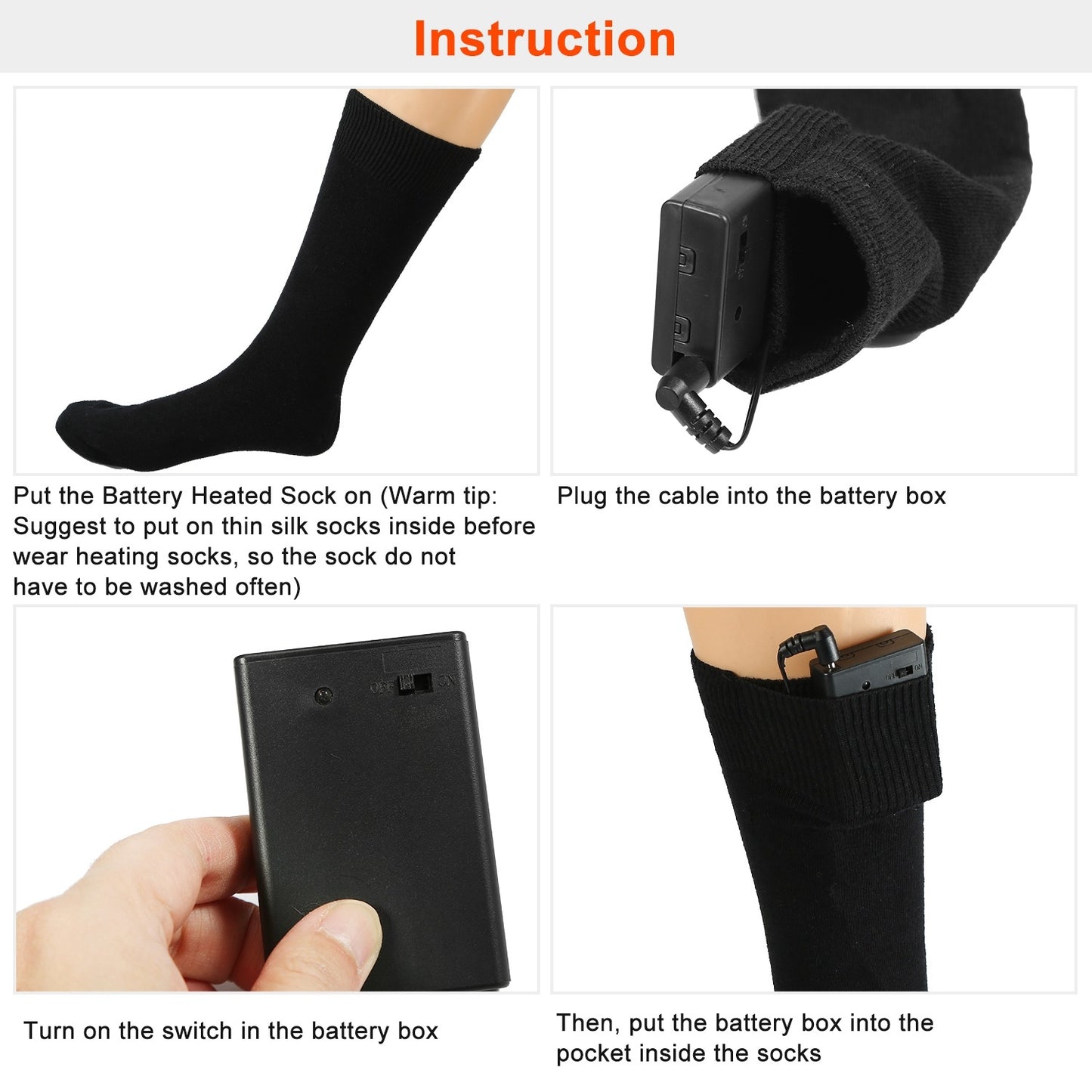 Unisex Electric Heated Socks w/ Rechargeable Battery