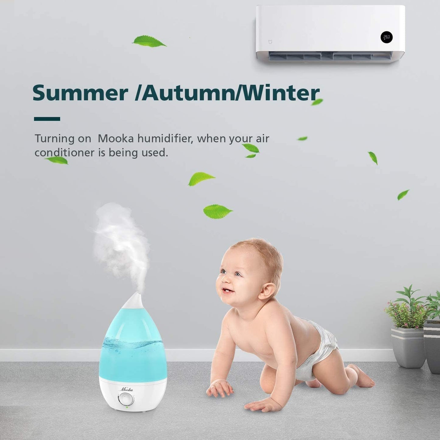 Mooka Humidifiers 2-in-1 Cool Mist Humidifier Diffuser