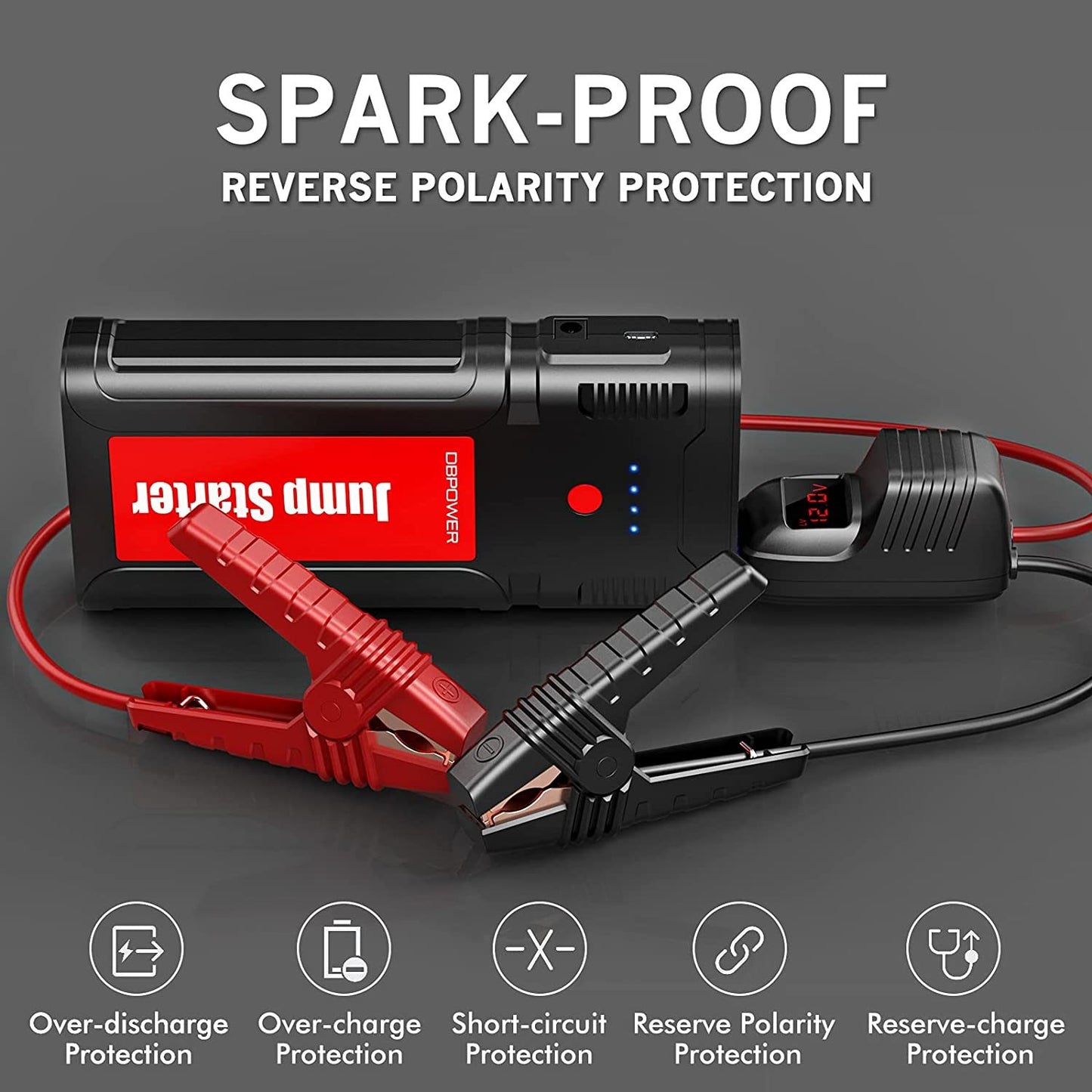 Portable Car Jump Starter- for up to 8.0L Gasoline/6.5L Diesel Engines, Quick Charging