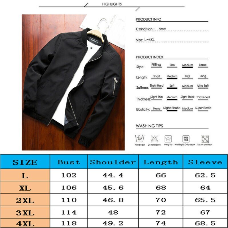 New Fashion High Quality Men's Jacket Solid Zipper Loose Casual Coat Warm Outwear