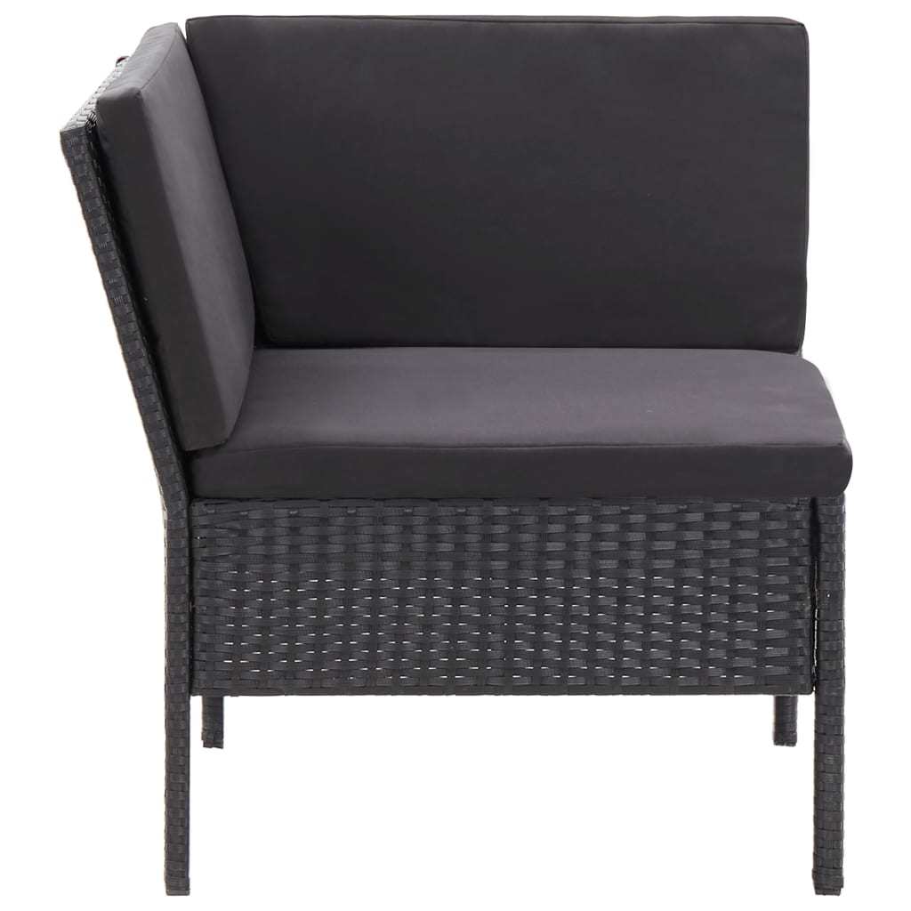 3 Piece Garden Lounge Set with Cushions Poly Rattan Black