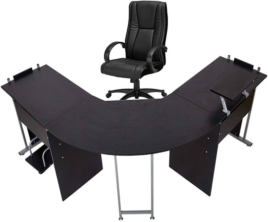 71" L-Shaped Gaming Desk -Wide Wood Curved Corner Workstation