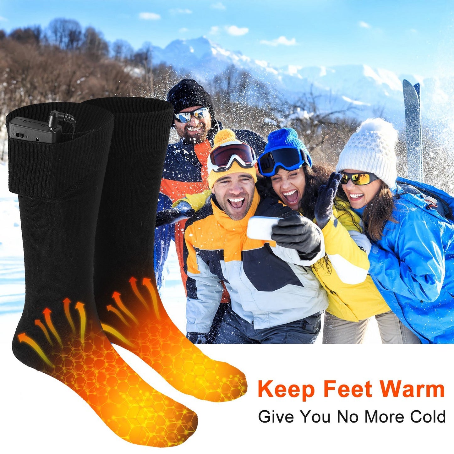 Unisex Electric Heated Socks w/ Rechargeable Battery