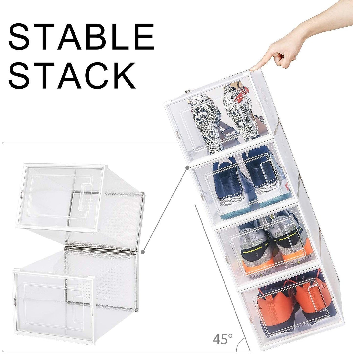 Foldable Sneaker Display Box- (Clear/White) X-Large