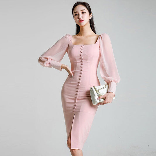 Pink Slim Pencil Dress