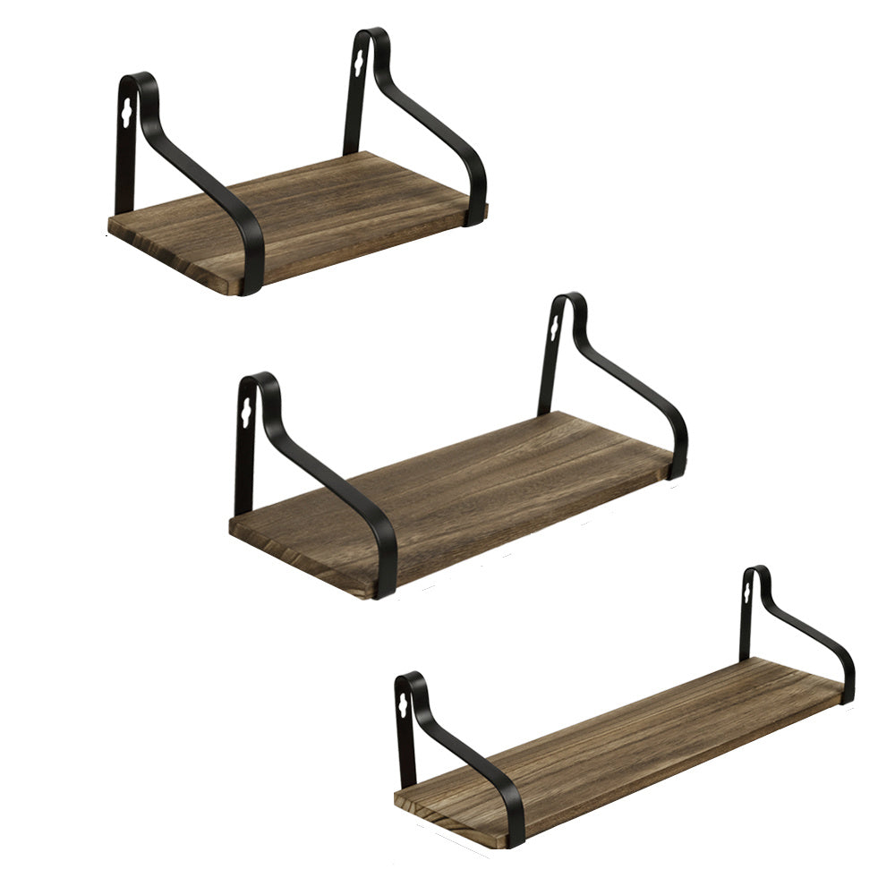 3PCS Rustic Wood Wall Storage Shelves Floating Shelves  (for Bedroom, Living Room, Bathroom, Kitchen Office)