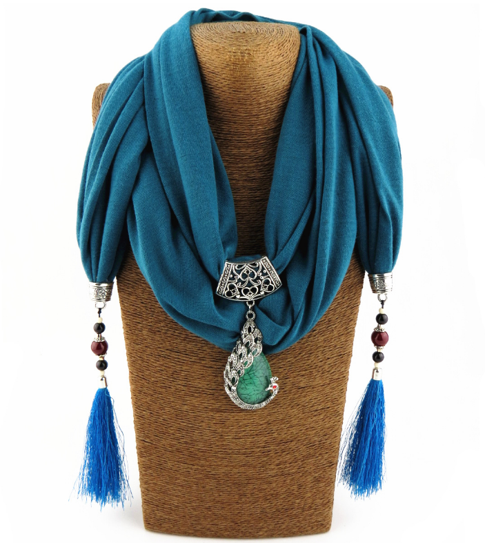 Tassel Peacock Pendant Shawl Scarf